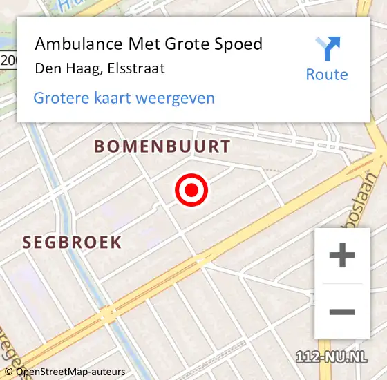 Locatie op kaart van de 112 melding: Ambulance Met Grote Spoed Naar Den Haag, Elsstraat op 25 juni 2022 02:54