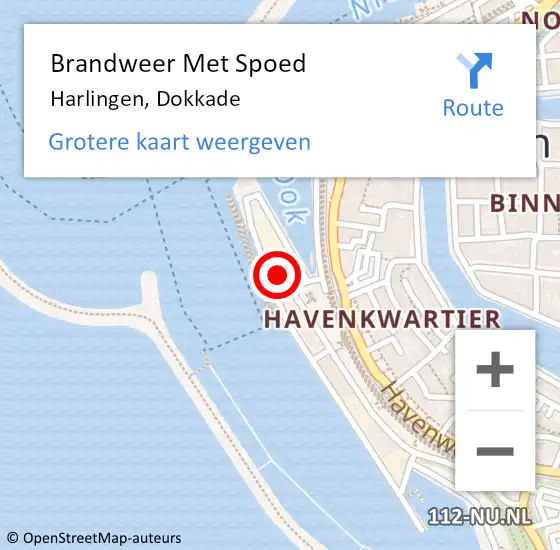 Locatie op kaart van de 112 melding: Brandweer Met Spoed Naar Harlingen, Dokkade op 25 juni 2022 03:09