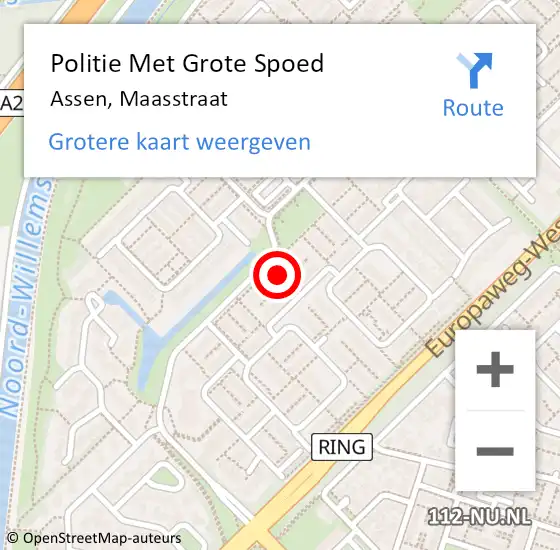 Locatie op kaart van de 112 melding: Politie Met Grote Spoed Naar Assen, Maasstraat op 25 juni 2022 03:16