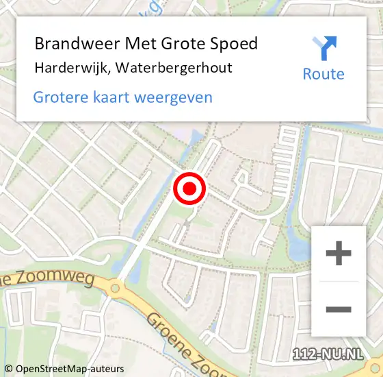 Locatie op kaart van de 112 melding: Brandweer Met Grote Spoed Naar Harderwijk, Waterbergerhout op 25 juni 2022 04:07