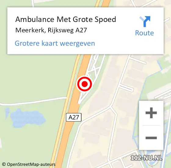 Locatie op kaart van de 112 melding: Ambulance Met Grote Spoed Naar Meerkerk, Rijksweg A27 op 25 juni 2022 05:08