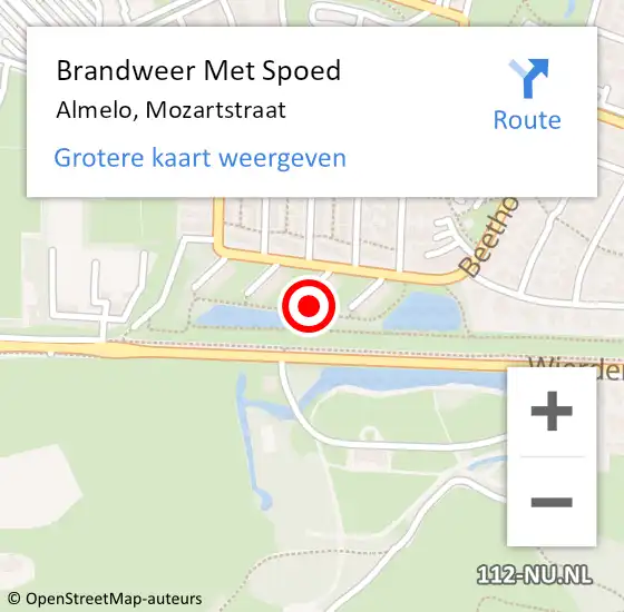 Locatie op kaart van de 112 melding: Brandweer Met Spoed Naar Almelo, Mozartstraat op 25 juni 2022 05:13
