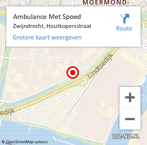 Locatie op kaart van de 112 melding: Ambulance Met Spoed Naar Zwijndrecht, Houtkopersstraat op 25 juni 2022 05:33