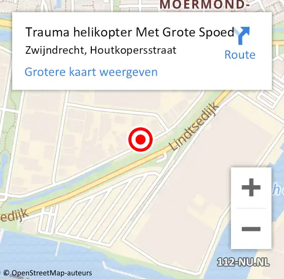Locatie op kaart van de 112 melding: Trauma helikopter Met Grote Spoed Naar Zwijndrecht, Houtkopersstraat op 25 juni 2022 05:35
