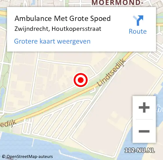 Locatie op kaart van de 112 melding: Ambulance Met Grote Spoed Naar Zwijndrecht, Houtkopersstraat op 25 juni 2022 05:36