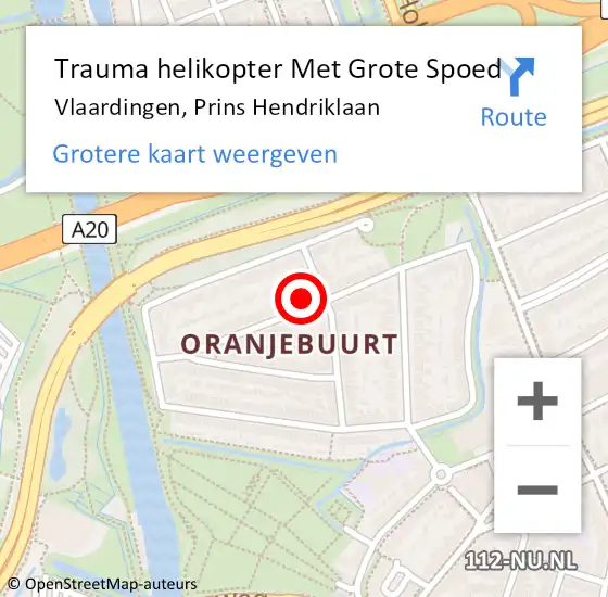 Locatie op kaart van de 112 melding: Trauma helikopter Met Grote Spoed Naar Vlaardingen, Prins Hendriklaan op 25 juni 2022 05:59