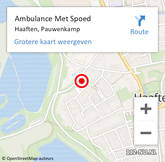 Locatie op kaart van de 112 melding: Ambulance Met Spoed Naar Haaften, Pauwenkamp op 25 juni 2022 06:09