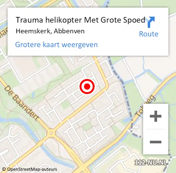 Locatie op kaart van de 112 melding: Trauma helikopter Met Grote Spoed Naar Heemskerk, Abbenven op 25 juni 2022 06:26