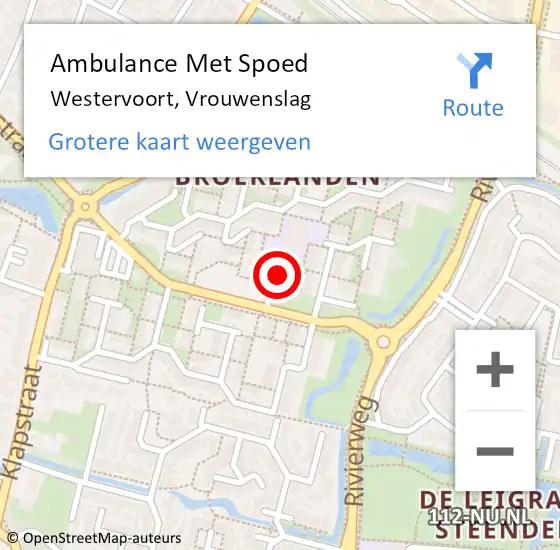 Locatie op kaart van de 112 melding: Ambulance Met Spoed Naar Westervoort, Vrouwenslag op 25 juni 2022 07:38