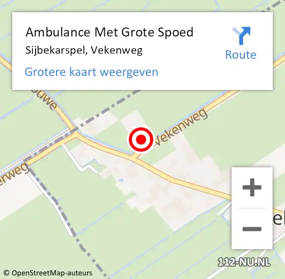 Locatie op kaart van de 112 melding: Ambulance Met Grote Spoed Naar Sijbekarspel, Vekenweg op 25 juni 2022 09:13