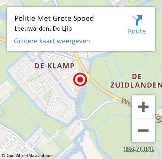 Locatie op kaart van de 112 melding: Politie Met Grote Spoed Naar Leeuwarden, De Ljip op 25 juni 2022 09:15