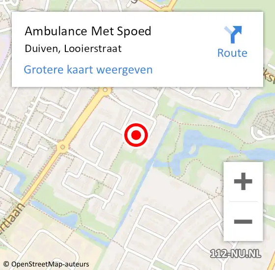 Locatie op kaart van de 112 melding: Ambulance Met Spoed Naar Duiven, Looierstraat op 25 juni 2022 09:16