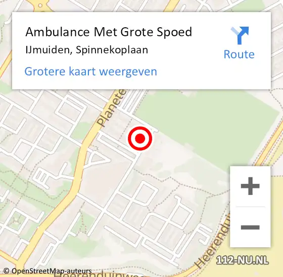 Locatie op kaart van de 112 melding: Ambulance Met Grote Spoed Naar IJmuiden, Spinnekoplaan op 25 juni 2022 09:36