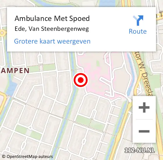 Locatie op kaart van de 112 melding: Ambulance Met Spoed Naar Ede, Van Steenbergenweg op 25 juni 2022 09:37