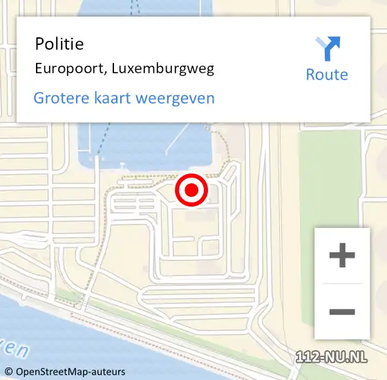 Locatie op kaart van de 112 melding: Politie Europoort, Luxemburgweg op 25 juni 2022 09:37