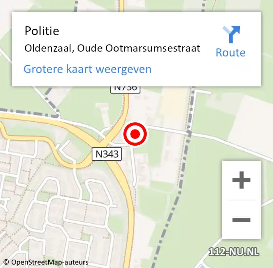 Locatie op kaart van de 112 melding: Politie Oldenzaal, Oude Ootmarsumsestraat op 25 juni 2022 09:51