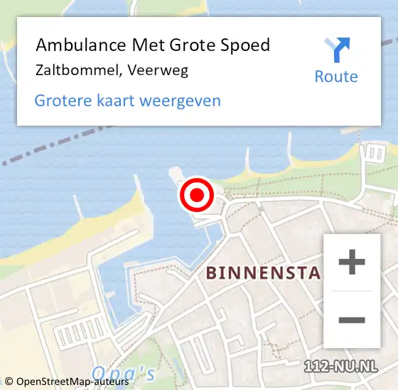 Locatie op kaart van de 112 melding: Ambulance Met Grote Spoed Naar Zaltbommel, Veerweg op 21 juli 2014 11:10