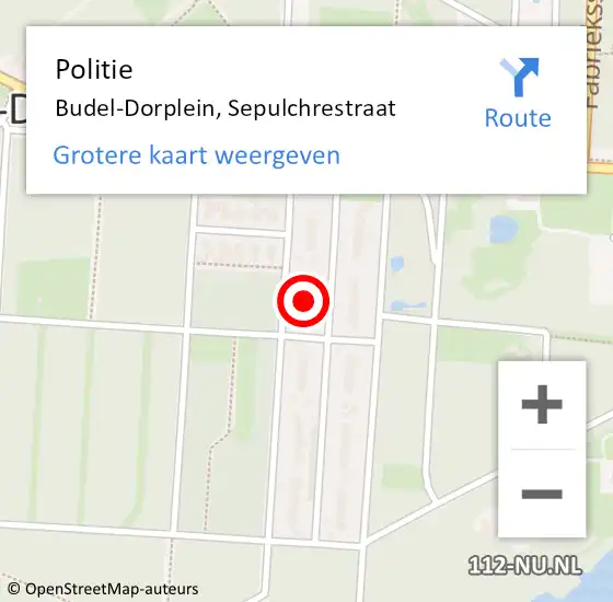 Locatie op kaart van de 112 melding: Politie Budel-Dorplein, Sepulchrestraat op 25 juni 2022 10:28