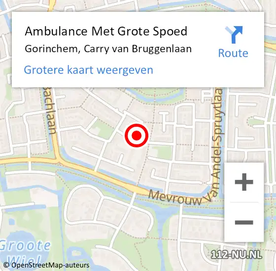 Locatie op kaart van de 112 melding: Ambulance Met Grote Spoed Naar Gorinchem, Carry van Bruggenlaan op 25 juni 2022 10:43