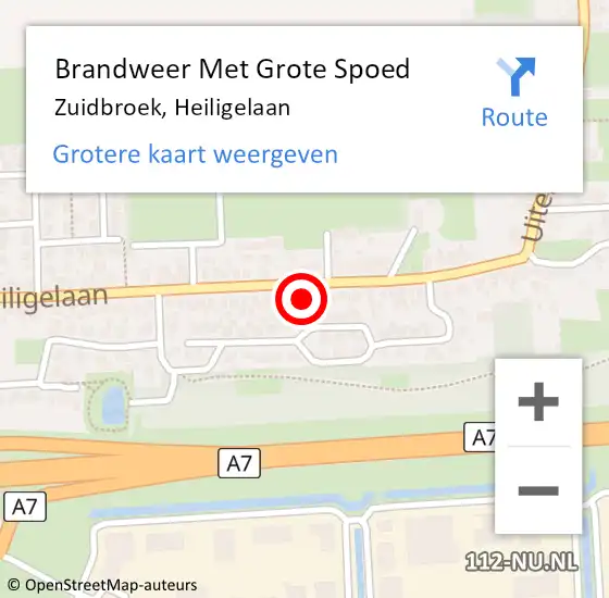 Locatie op kaart van de 112 melding: Brandweer Met Grote Spoed Naar Zuidbroek, Heiligelaan op 25 juni 2022 10:45