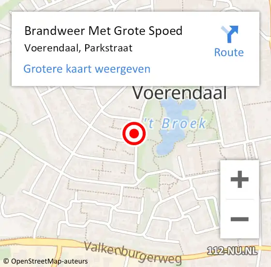 Locatie op kaart van de 112 melding: Brandweer Met Grote Spoed Naar Voerendaal, Parkstraat op 25 juni 2022 10:47