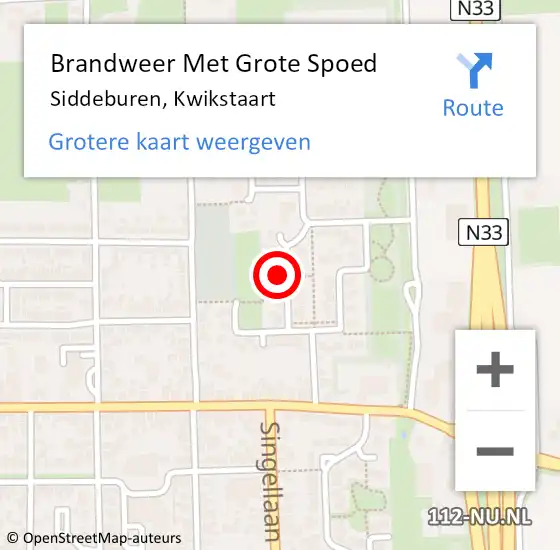 Locatie op kaart van de 112 melding: Brandweer Met Grote Spoed Naar Siddeburen, Kwikstaart op 25 juni 2022 11:20