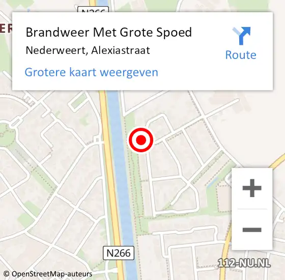 Locatie op kaart van de 112 melding: Brandweer Met Grote Spoed Naar Nederweert, Alexiastraat op 25 juni 2022 11:32