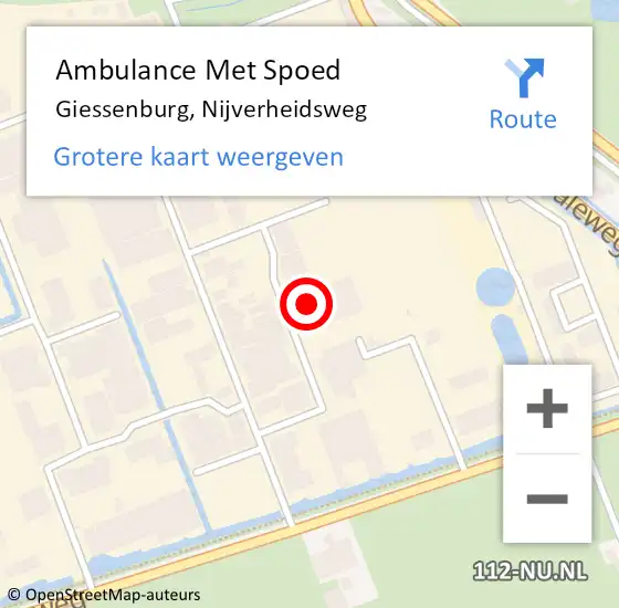 Locatie op kaart van de 112 melding: Ambulance Met Spoed Naar Giessenburg, Nijverheidsweg op 25 juni 2022 11:39