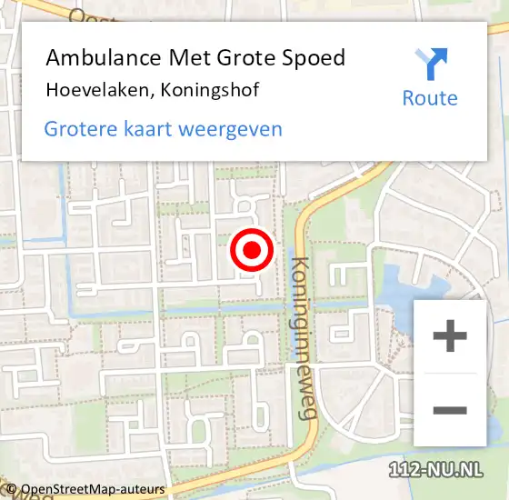 Locatie op kaart van de 112 melding: Ambulance Met Grote Spoed Naar Hoevelaken, Koningshof op 25 juni 2022 11:40