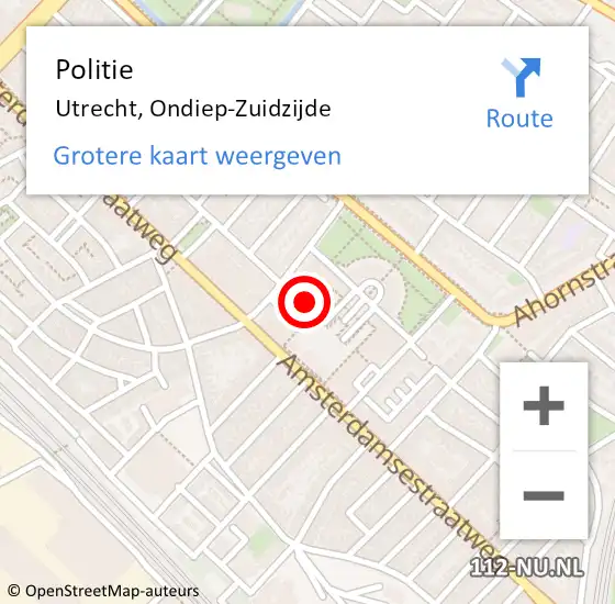 Locatie op kaart van de 112 melding: Politie Utrecht, Ondiep-Zuidzijde op 25 juni 2022 11:53