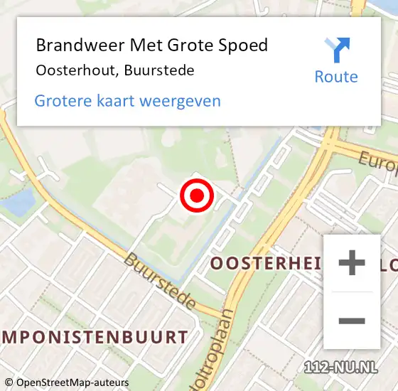 Locatie op kaart van de 112 melding: Brandweer Met Grote Spoed Naar Oosterhout, Buurstede op 25 juni 2022 12:49