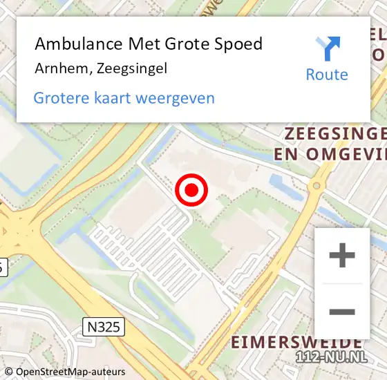 Locatie op kaart van de 112 melding: Ambulance Met Grote Spoed Naar Arnhem, Zeegsingel op 25 juni 2022 12:51