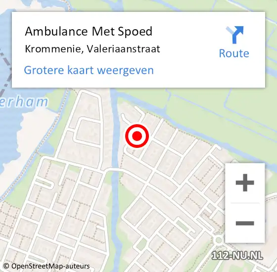 Locatie op kaart van de 112 melding: Ambulance Met Spoed Naar Krommenie, Valeriaanstraat op 25 juni 2022 12:52