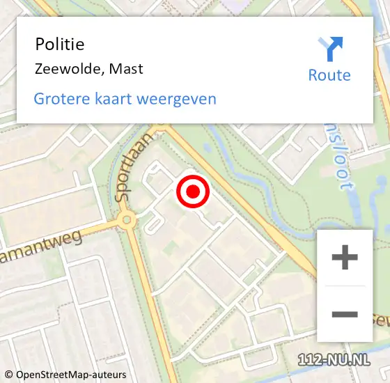 Locatie op kaart van de 112 melding: Politie Zeewolde, Mast op 25 juni 2022 13:00