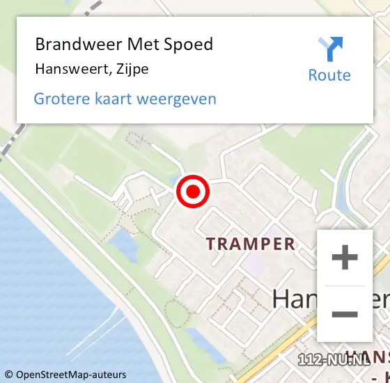 Locatie op kaart van de 112 melding: Brandweer Met Spoed Naar Hansweert, Zijpe op 25 juni 2022 13:02