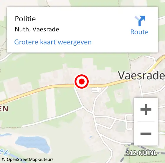 Locatie op kaart van de 112 melding: Politie Nuth, Vaesrade op 25 juni 2022 13:10