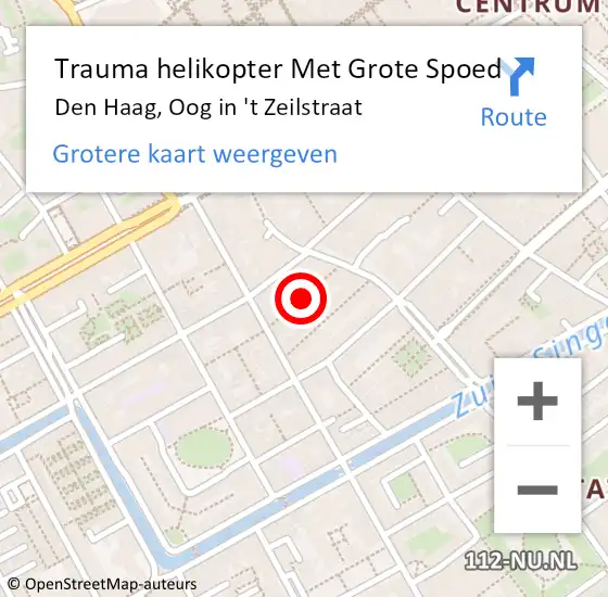 Locatie op kaart van de 112 melding: Trauma helikopter Met Grote Spoed Naar Den Haag, Oog in 't Zeilstraat op 25 juni 2022 13:21