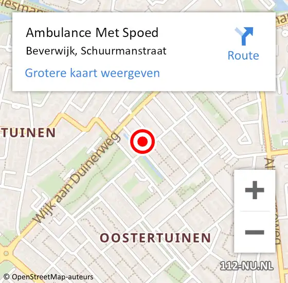 Locatie op kaart van de 112 melding: Ambulance Met Spoed Naar Beverwijk, Schuurmanstraat op 25 juni 2022 13:27