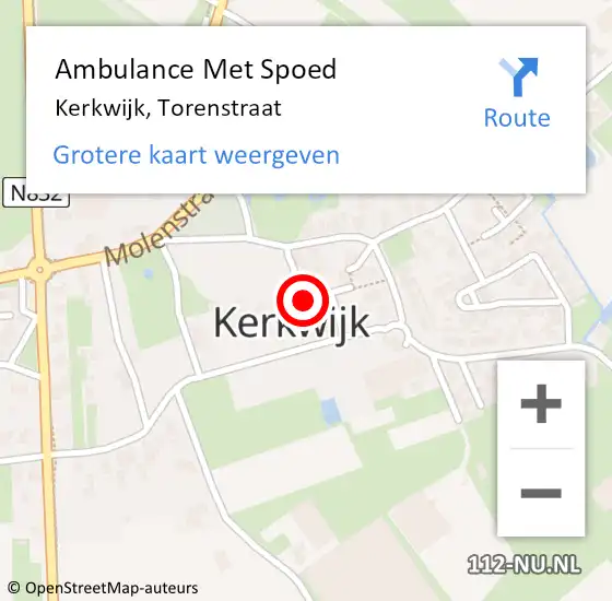 Locatie op kaart van de 112 melding: Ambulance Met Spoed Naar Kerkwijk, Torenstraat op 25 juni 2022 13:33