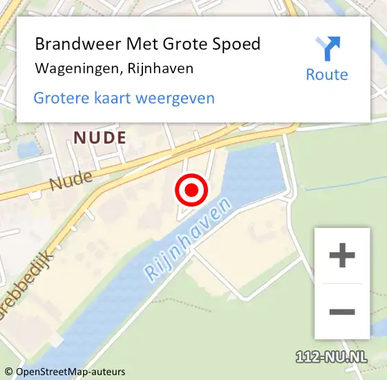 Locatie op kaart van de 112 melding: Brandweer Met Grote Spoed Naar Wageningen, Rijnhaven op 25 juni 2022 13:37