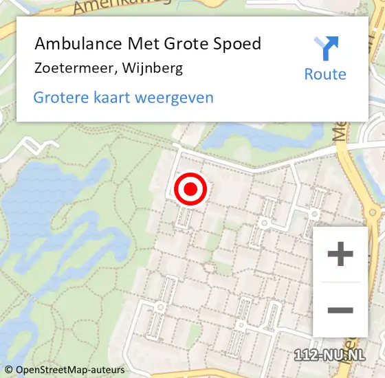 Locatie op kaart van de 112 melding: Ambulance Met Grote Spoed Naar Zoetermeer, Wijnberg op 25 juni 2022 13:40