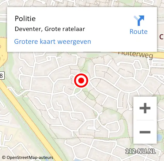 Locatie op kaart van de 112 melding: Politie Deventer, Grote ratelaar op 25 juni 2022 13:45