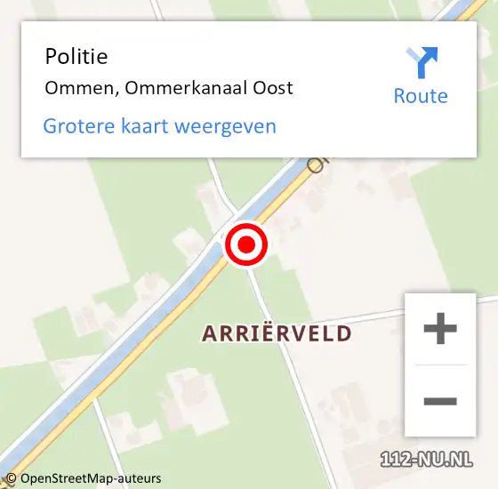 Locatie op kaart van de 112 melding: Politie Ommen, Ommerkanaal Oost op 25 juni 2022 14:06