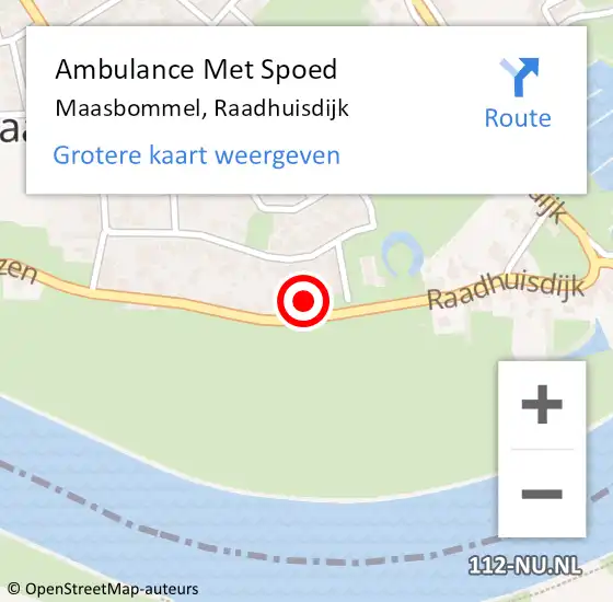 Locatie op kaart van de 112 melding: Ambulance Met Spoed Naar Maasbommel, Raadhuisdijk op 25 juni 2022 14:20