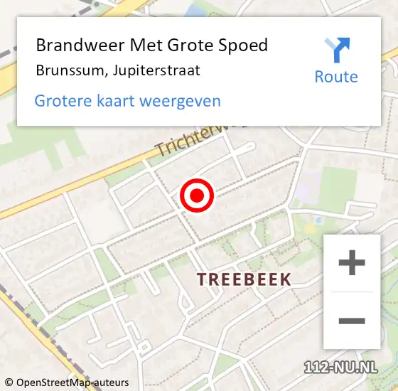 Locatie op kaart van de 112 melding: Brandweer Met Grote Spoed Naar Brunssum, Jupiterstraat op 25 juni 2022 14:27