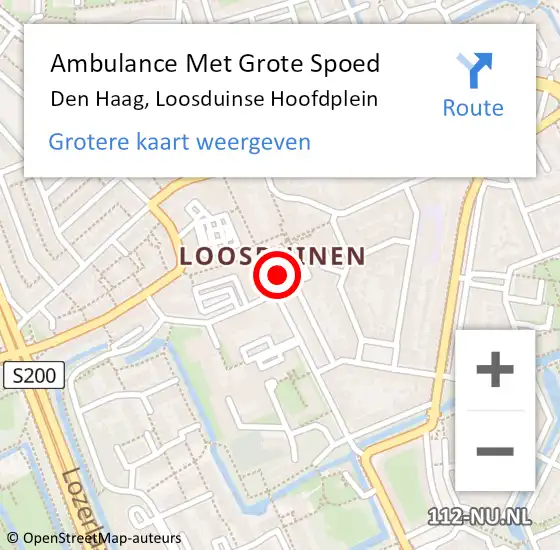 Locatie op kaart van de 112 melding: Ambulance Met Grote Spoed Naar Den Haag, Loosduinse Hoofdplein op 25 juni 2022 14:29