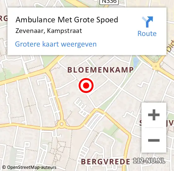 Locatie op kaart van de 112 melding: Ambulance Met Grote Spoed Naar Zevenaar, Kampstraat op 25 juni 2022 14:40