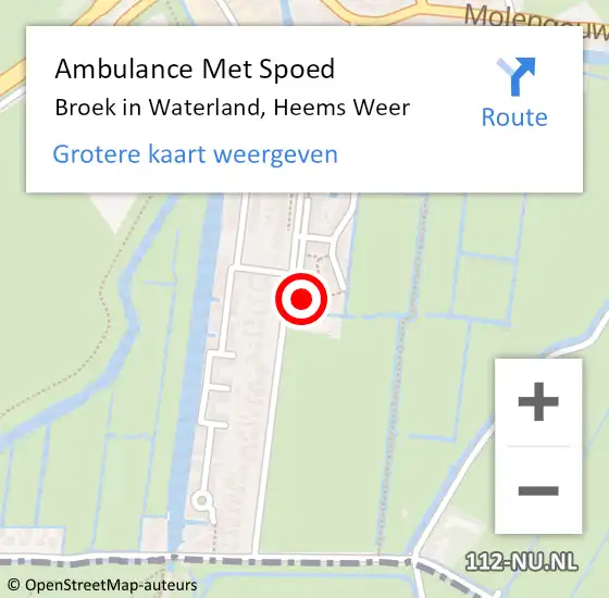 Locatie op kaart van de 112 melding: Ambulance Met Spoed Naar Broek in Waterland, Heems Weer op 25 juni 2022 14:45