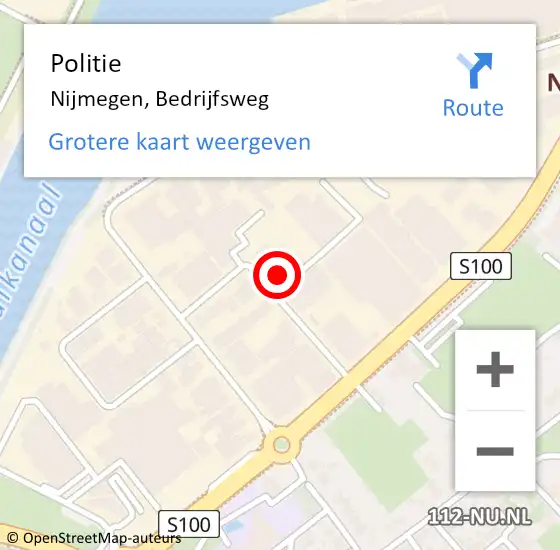 Locatie op kaart van de 112 melding: Politie Nijmegen, Bedrijfsweg op 25 juni 2022 14:46