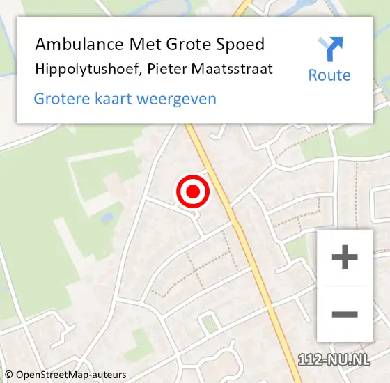 Locatie op kaart van de 112 melding: Ambulance Met Grote Spoed Naar Hippolytushoef, Pieter Maatsstraat op 25 juni 2022 15:07